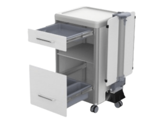 Bedside Cabinet with Overbed Table Combined, Aluminum 2